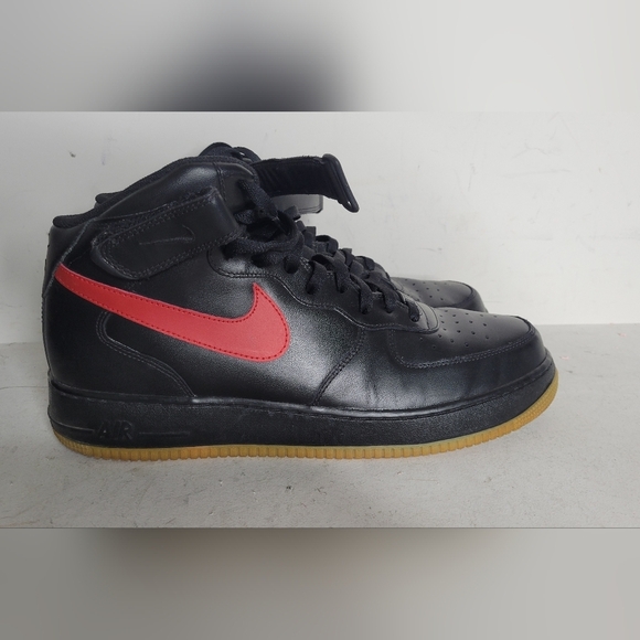 Nike Air Force 1 Mid Black Varsity Red SZ 14 - Picture 6 of 9